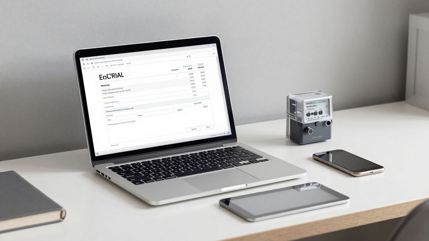 Electrical invoice software on a laptop and tablet.