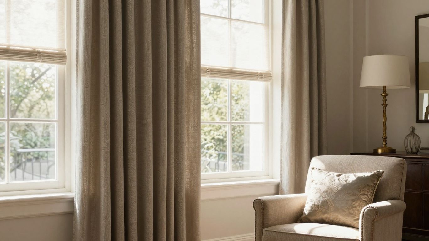 Elegant custom window treatments in a sunlit room.