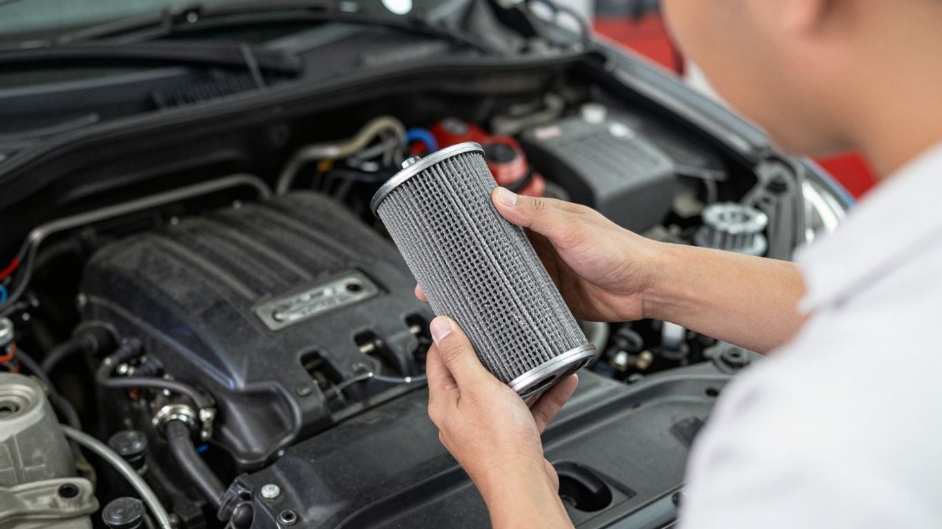 A mechanic changing automotive engine oil