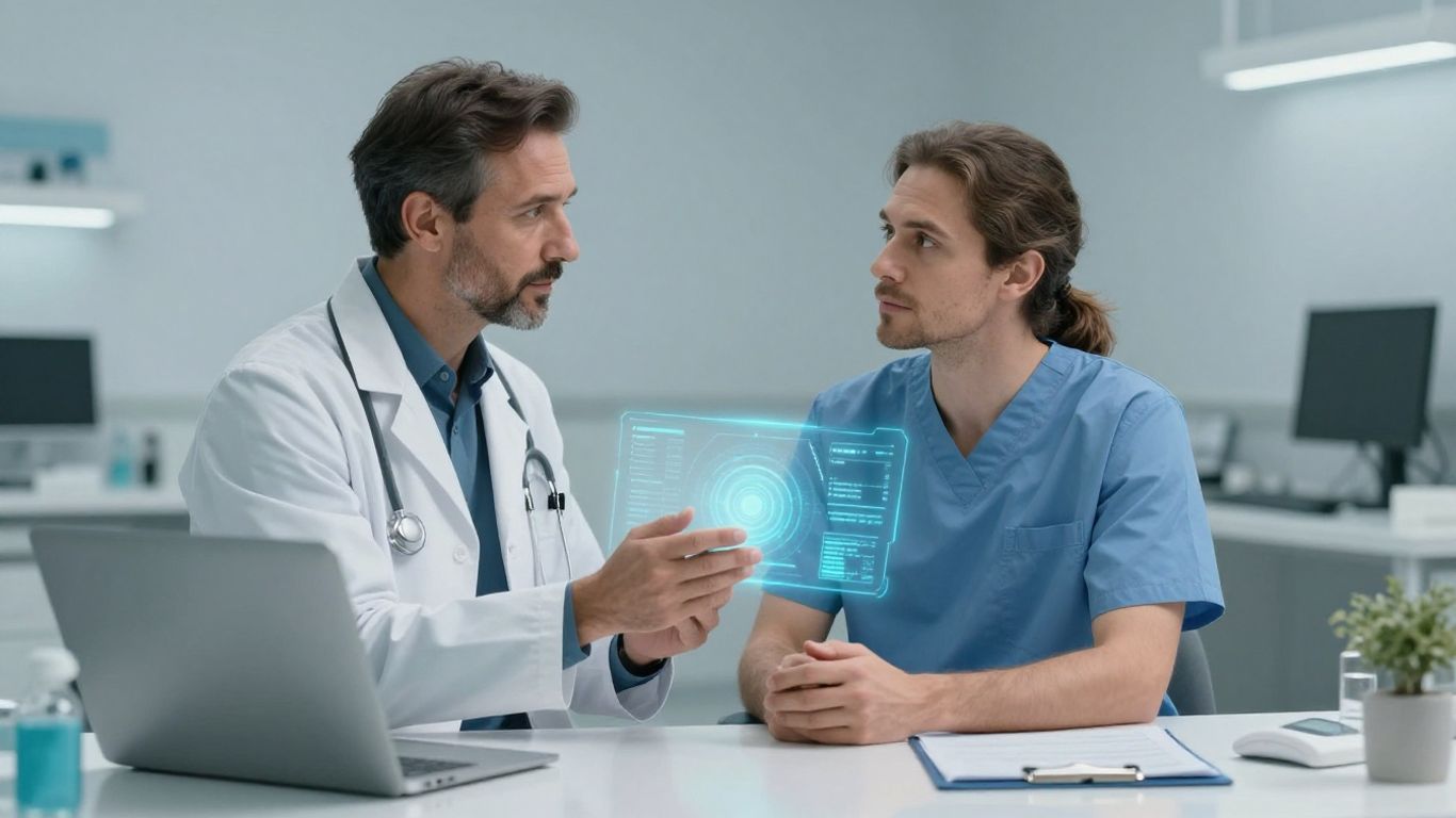 Doctor and patient with digital overlay