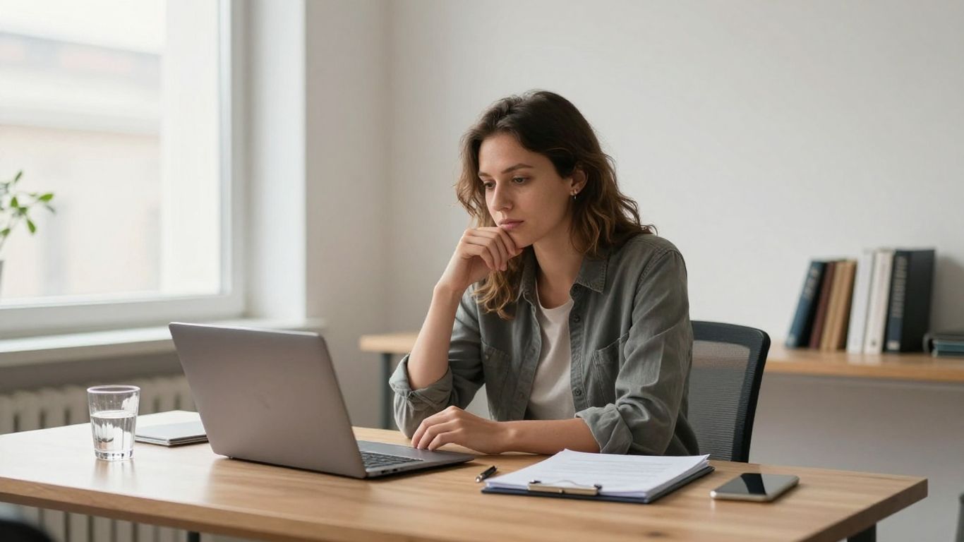 Entrepreneur préparant une présentation dans un bureau lumineux