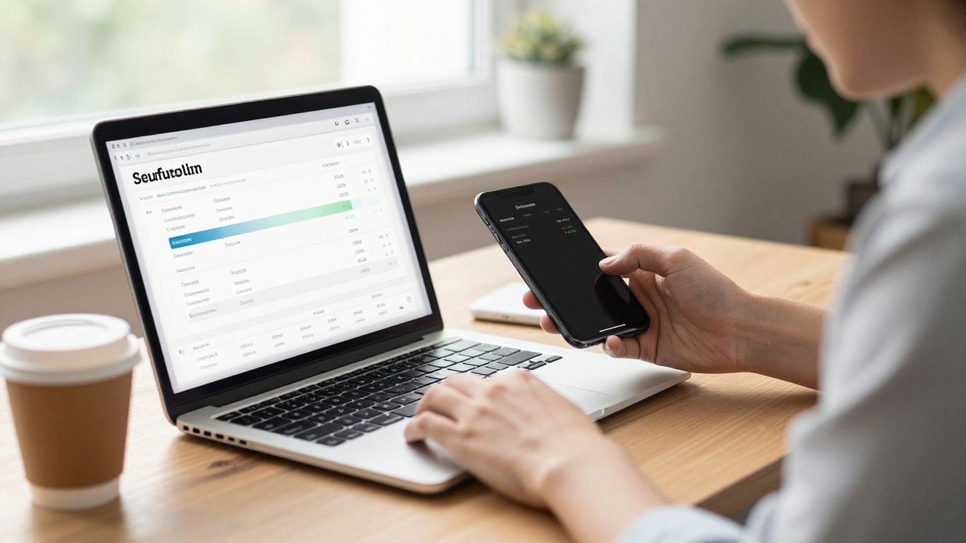 Secure crypto trading payout review at a workstation