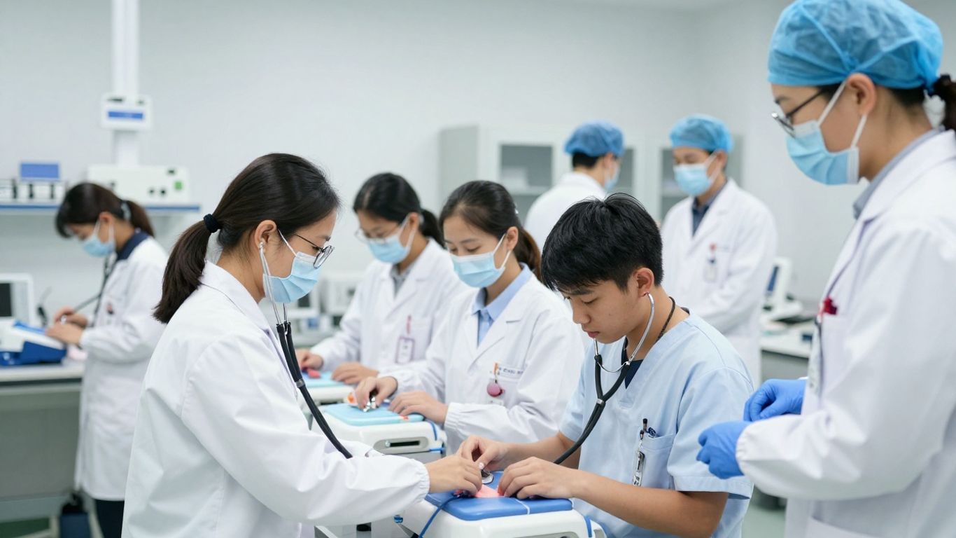 Student practicing clinical skills