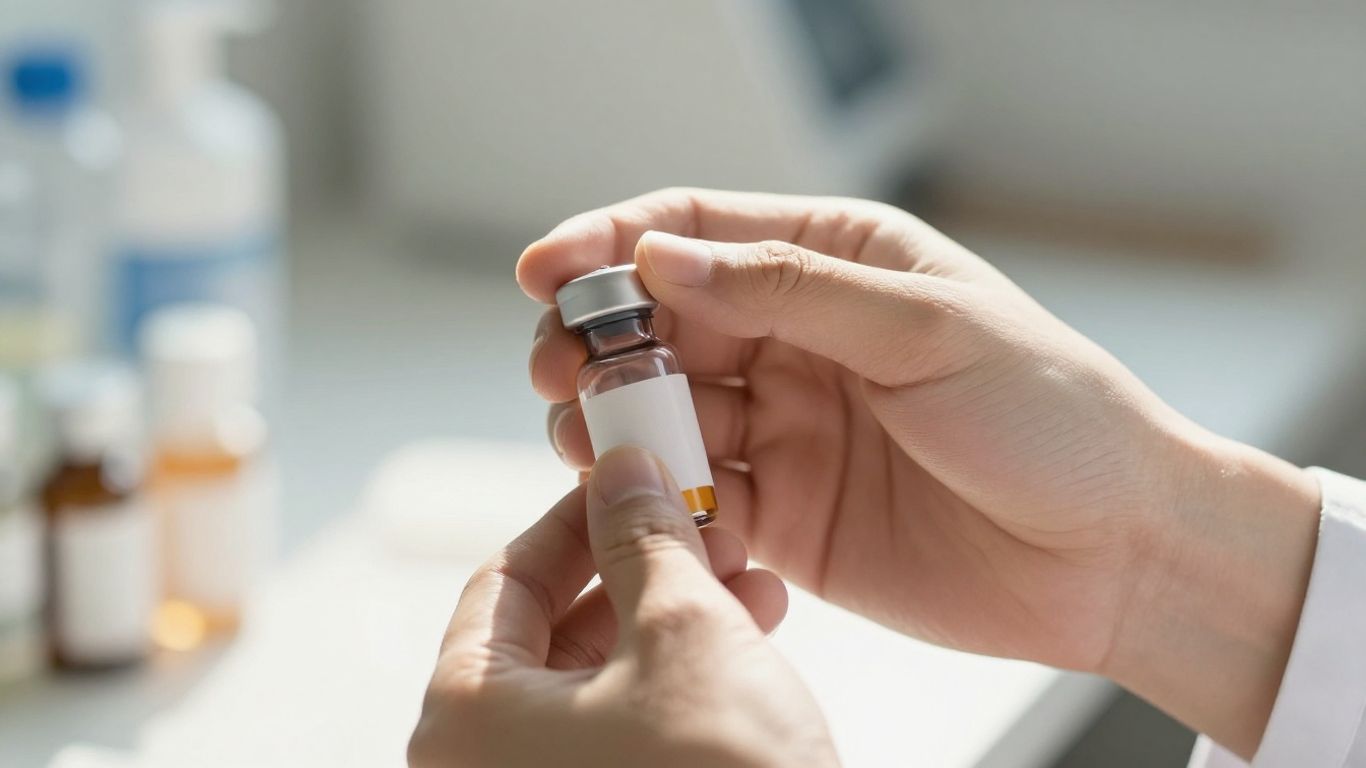 Healthcare professional holding medication bottle