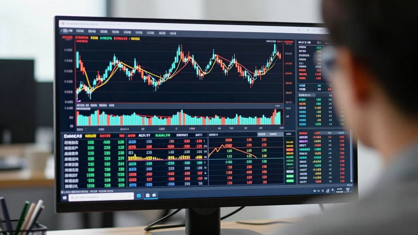 Monitor displaying market data