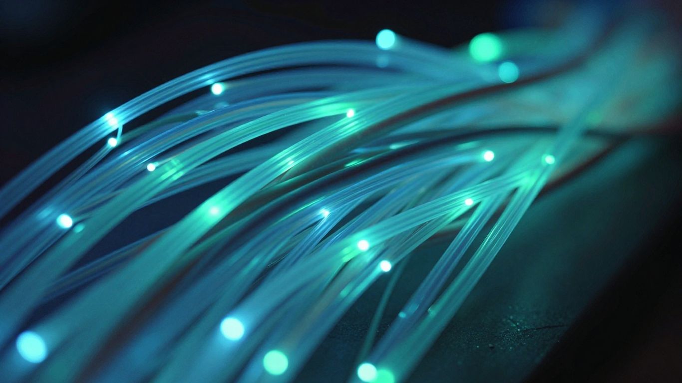 Glowing network cables indicating connectivity and data flow.
