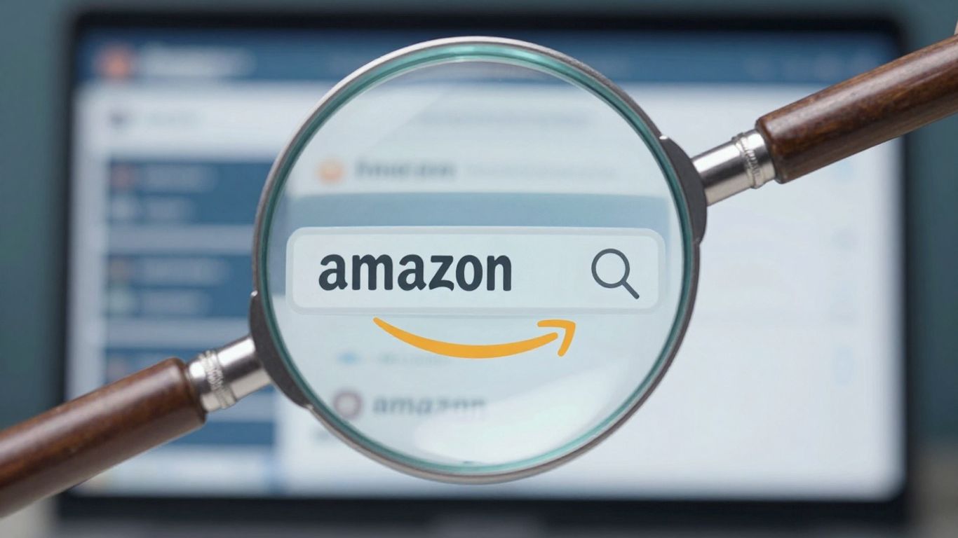 Magnifying glass over Amazon product listing