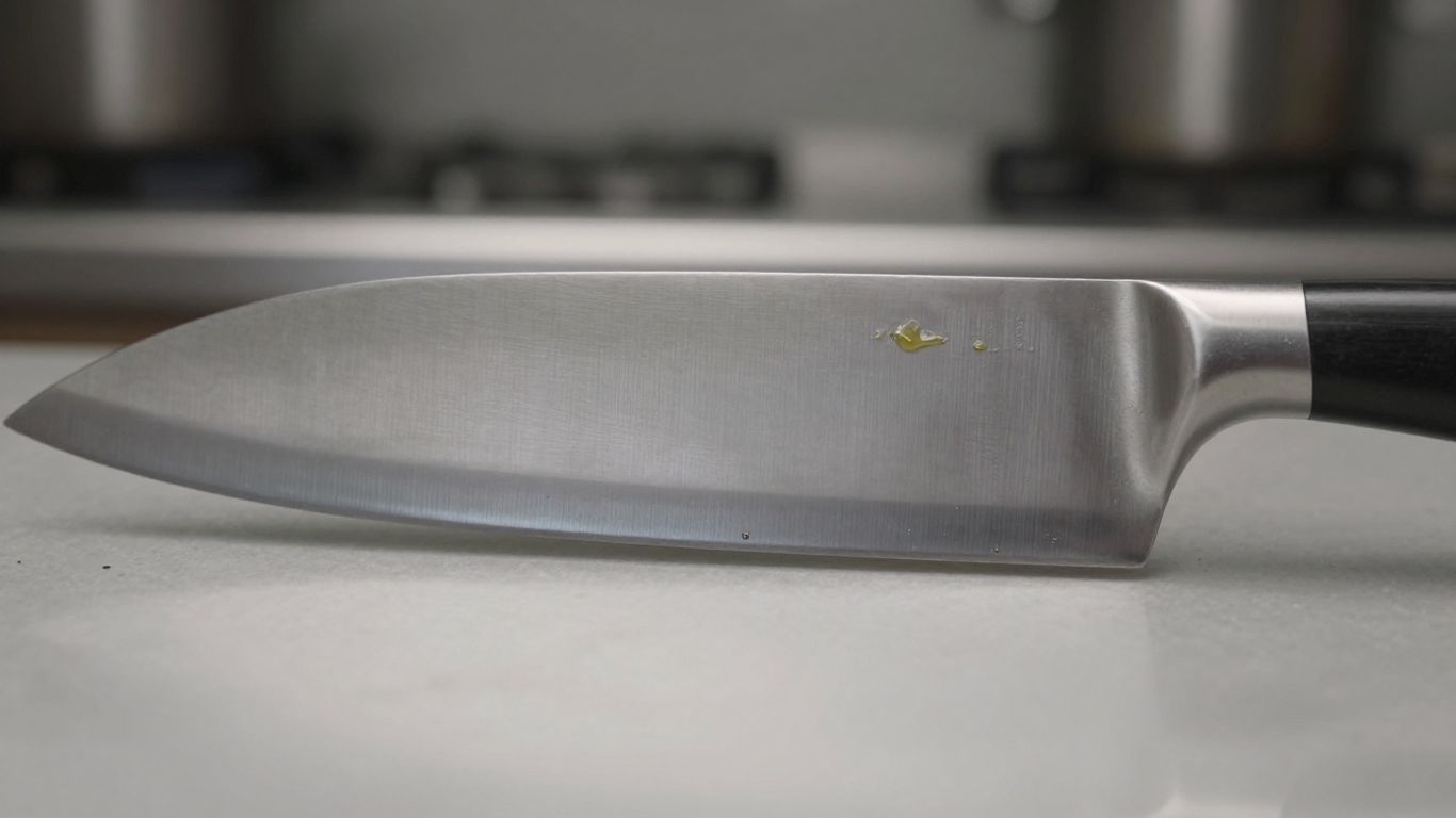 Clean carbon steel knife, free of rust, oiled surface.