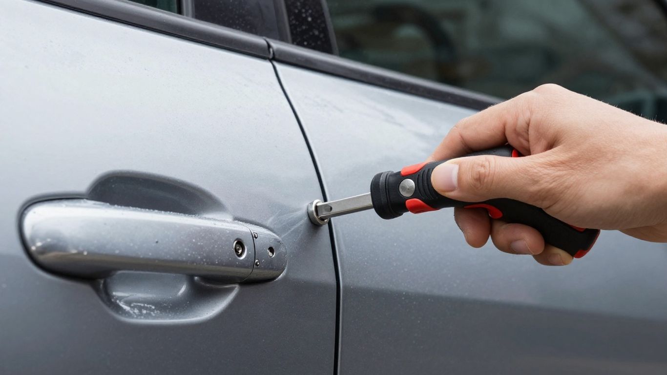 Technician opening car