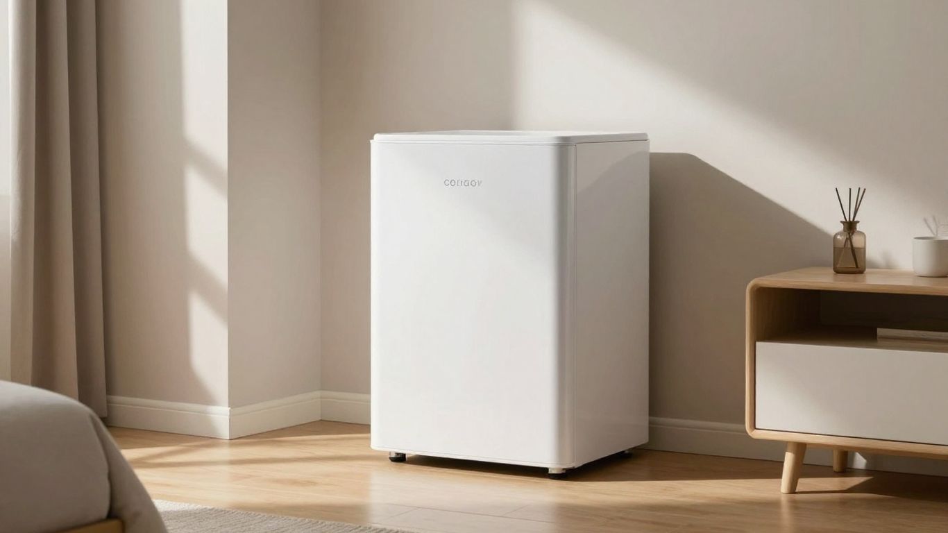 A clean bedroom with a modern air device