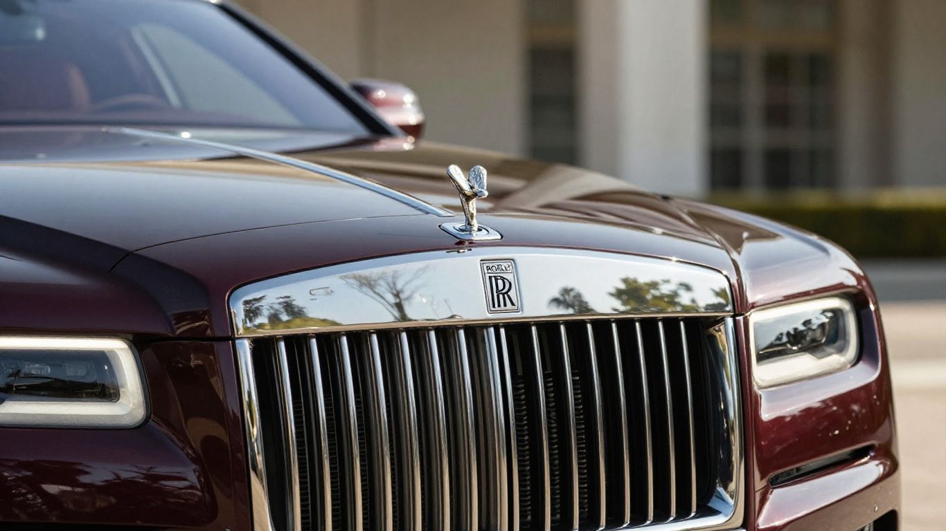 Rolls-Royce car with Spirit of Ecstasy hood ornament.