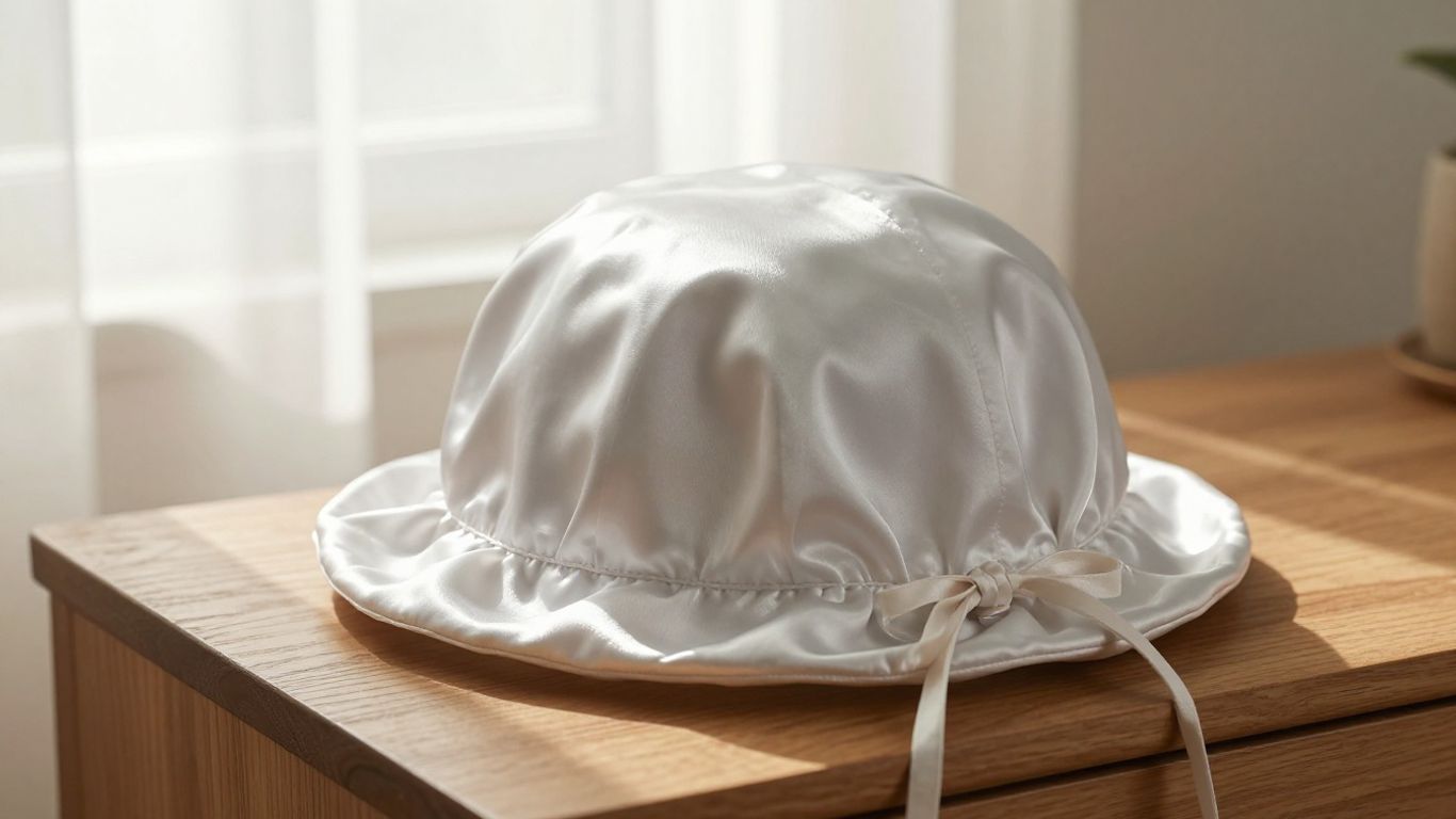 A woman relaxing at home wearing a satin bonnet