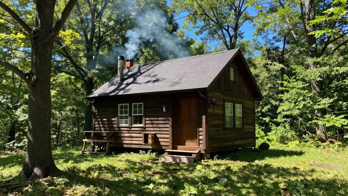 Off-grid cabin in a Maryland forest