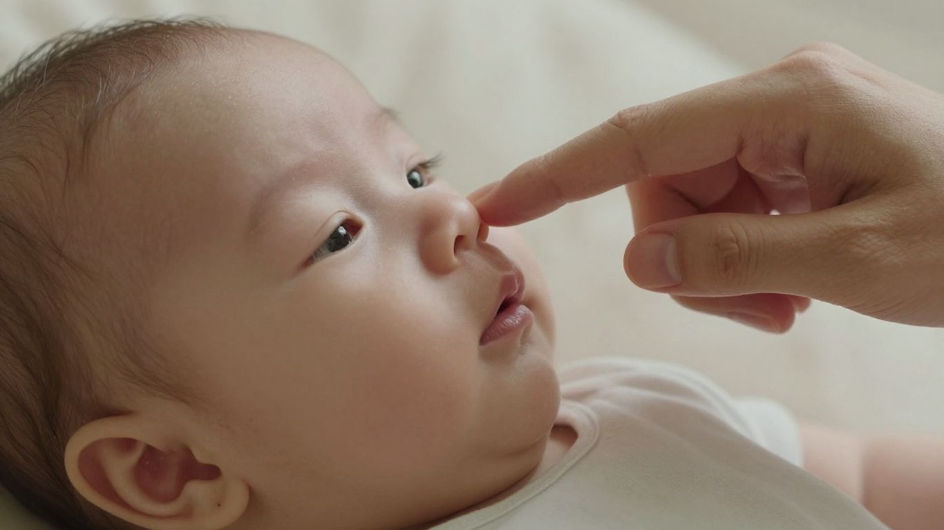 Bebé con febrícula siendo cuidado por un adulto.