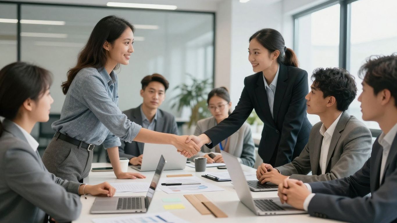 Hiring interns in a modern office environment.