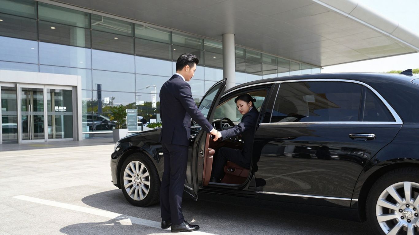 Professional chauffeur assisting with luggage