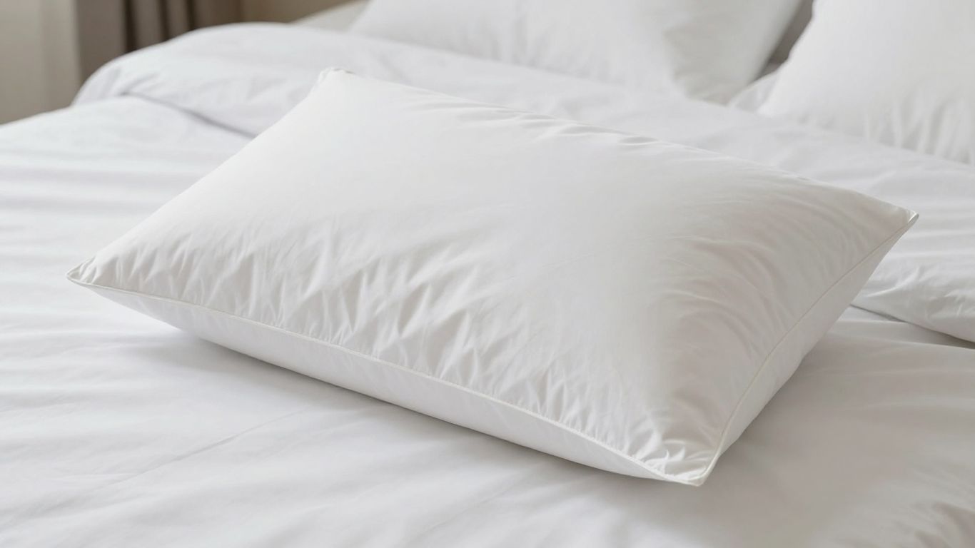 Plush pillow on a neatly made bed.