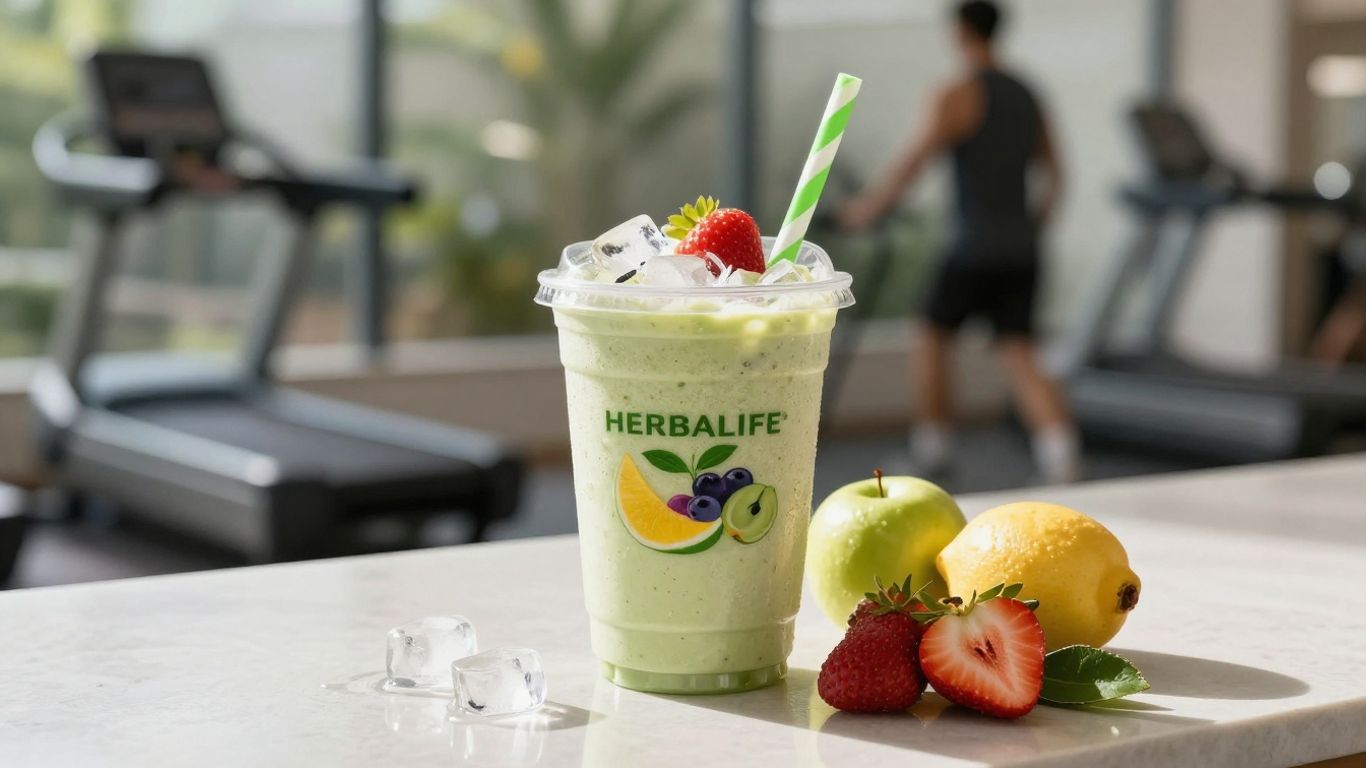 Herbalife shake with fruits and ice.