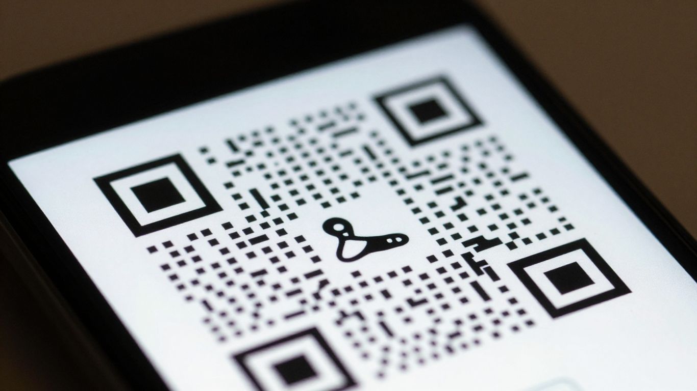 Smartphone displaying a Wi-Fi QR code.
