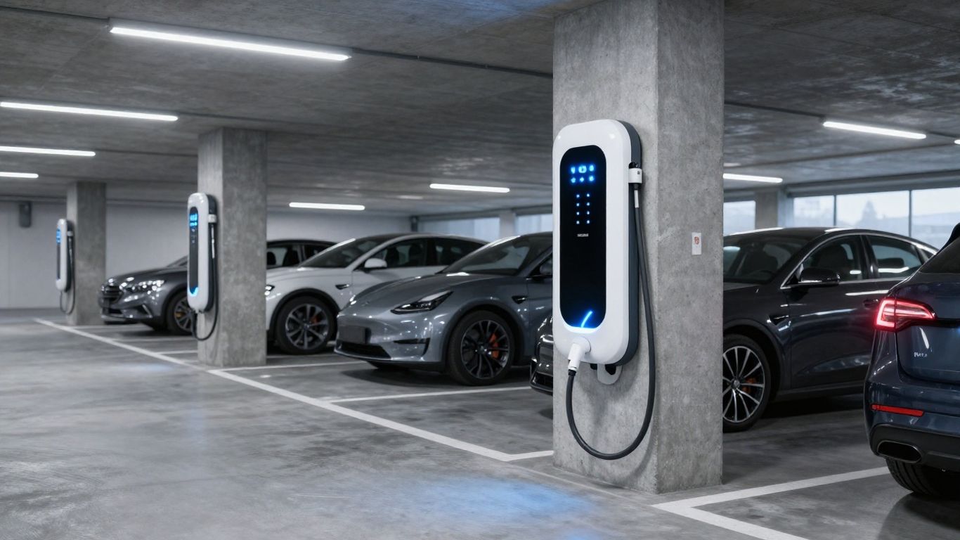 Ladestation in einer modernen Schweizer Tiefgarage