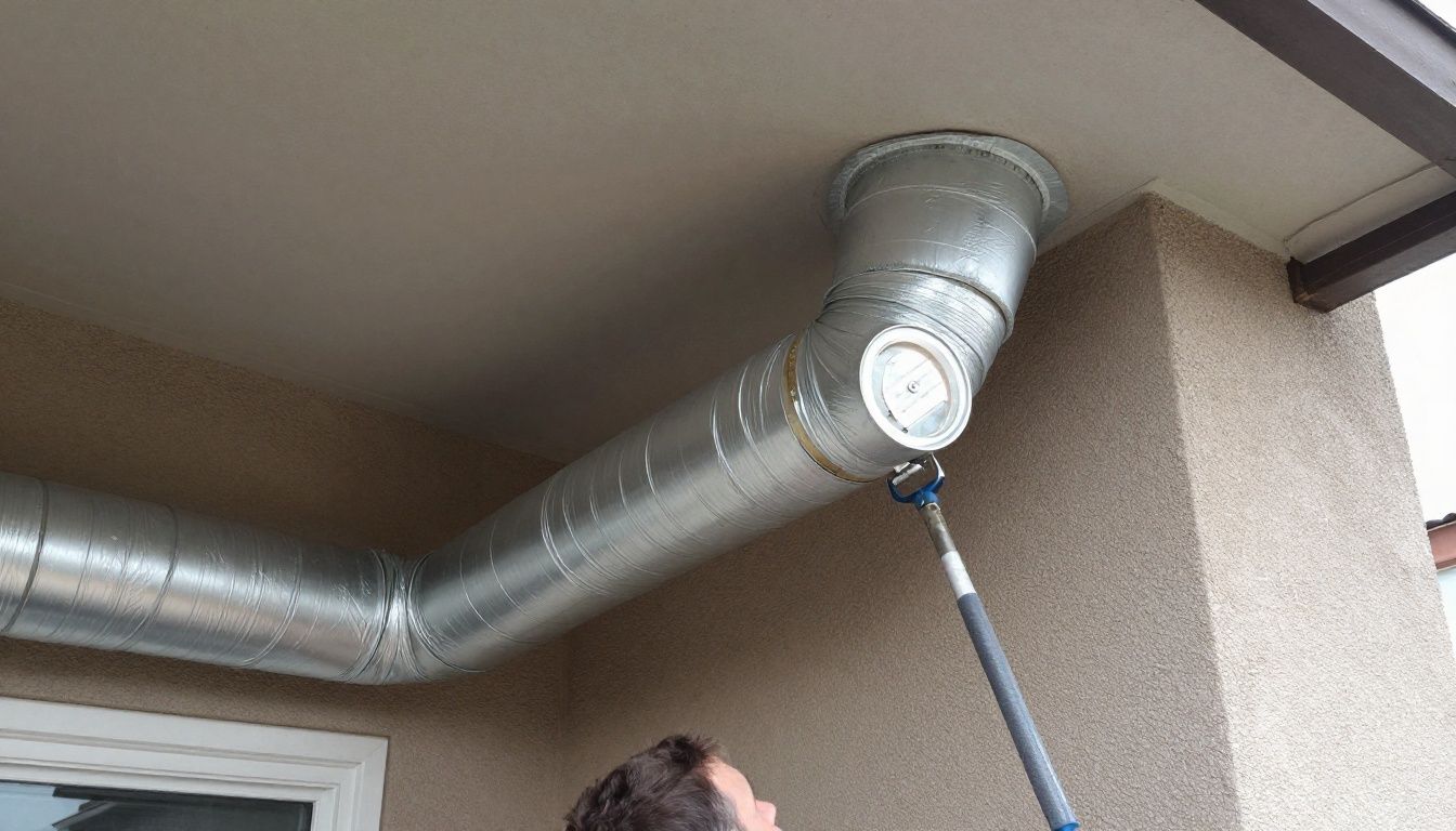 A technician showing a homeowner before-and-after photos of their air ducts to demonstrate the effectiveness of the cleaning