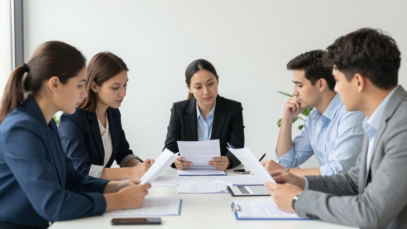 Menschen im Büro arbeiten zusammen und sammeln Erfahrungen.