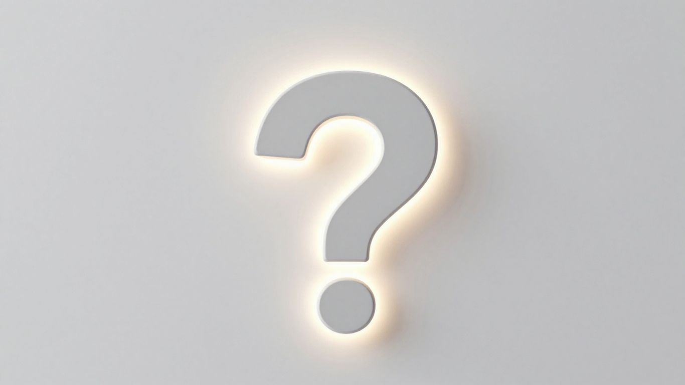 Stylized question mark on a clean, bright background.