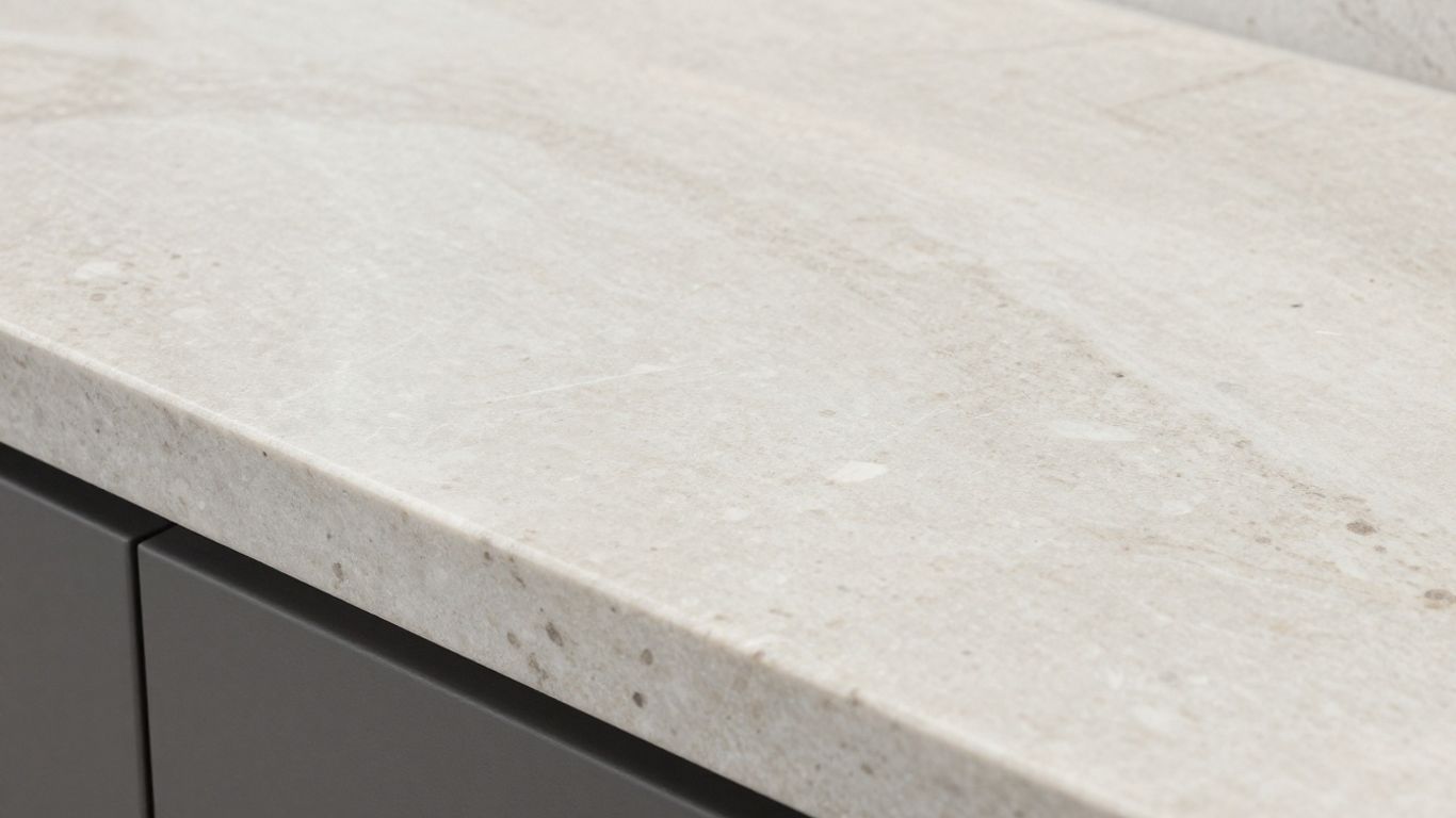 Polished Viatera quartz countertop surface detail