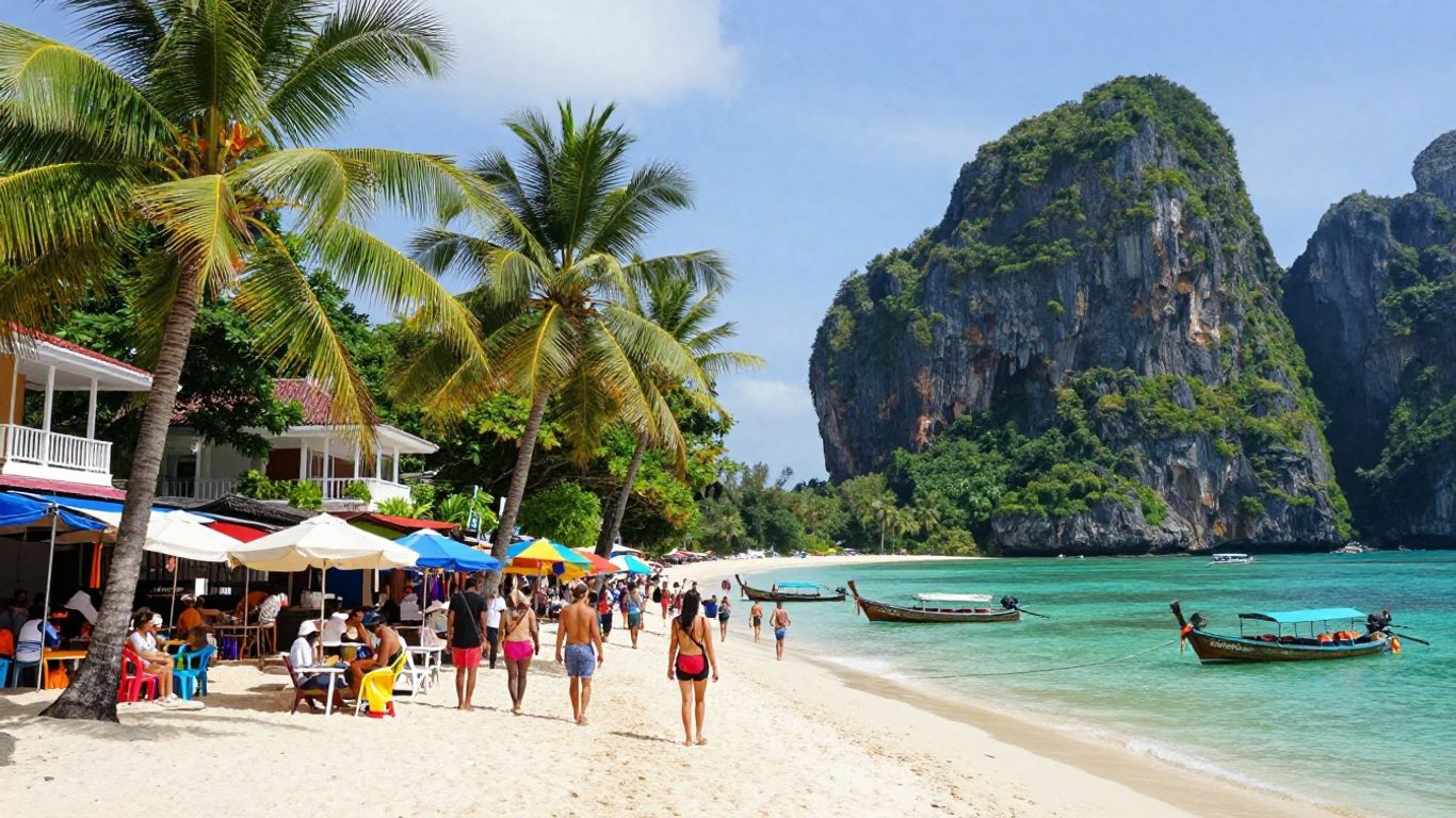Phuket and Krabi coastlines with beaches and cliffs.