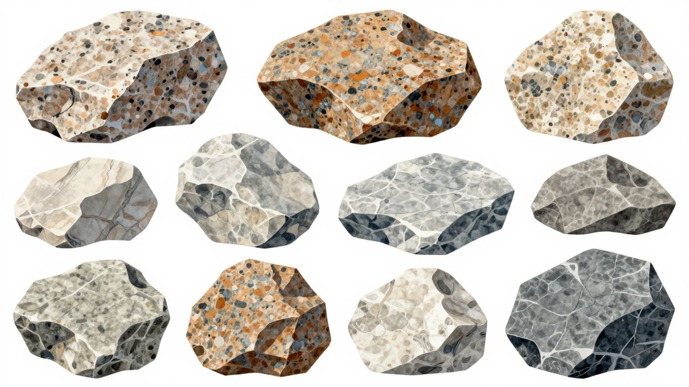 Natural stone textures and patterns sketch.