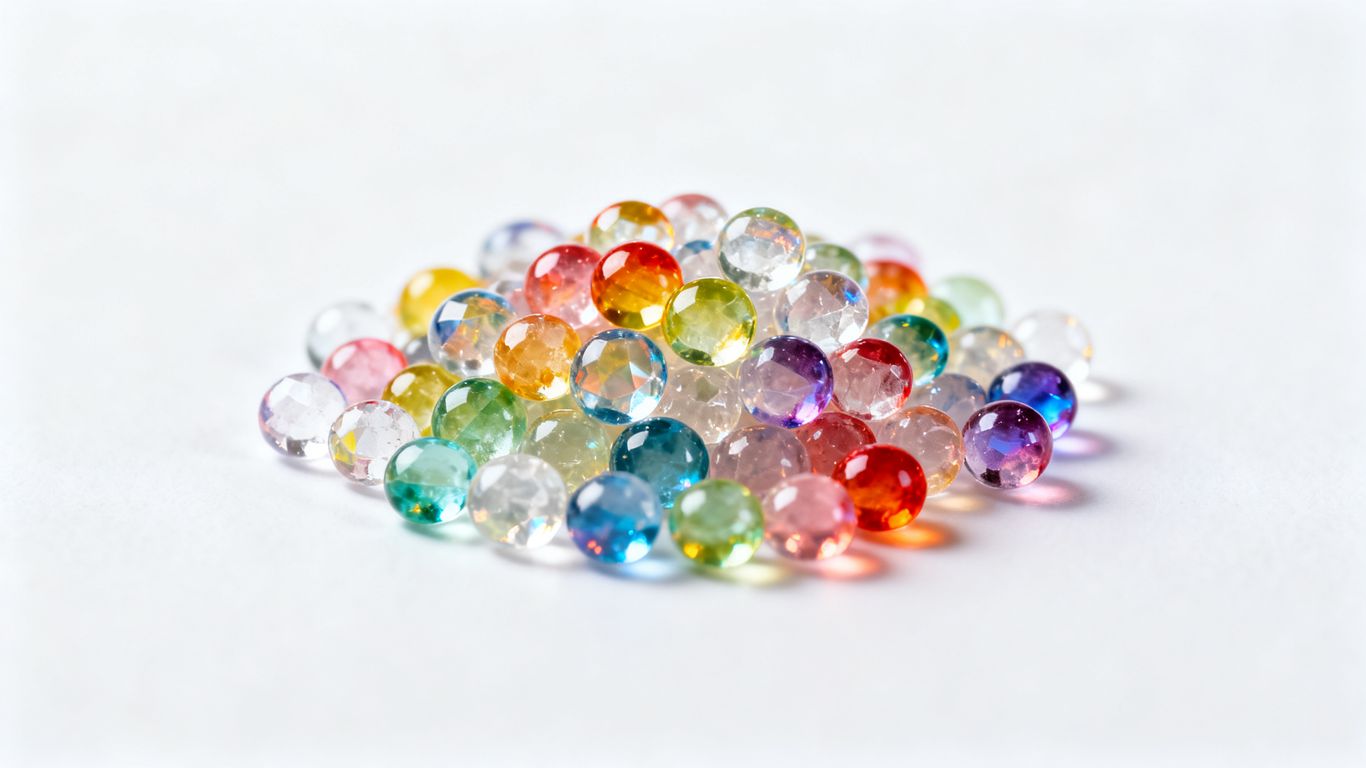 Assorted colorful silica desiccant beads