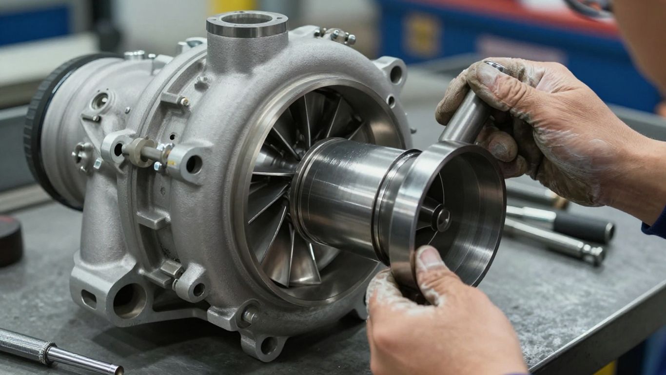 Close view of inspected Haval turbocharger components