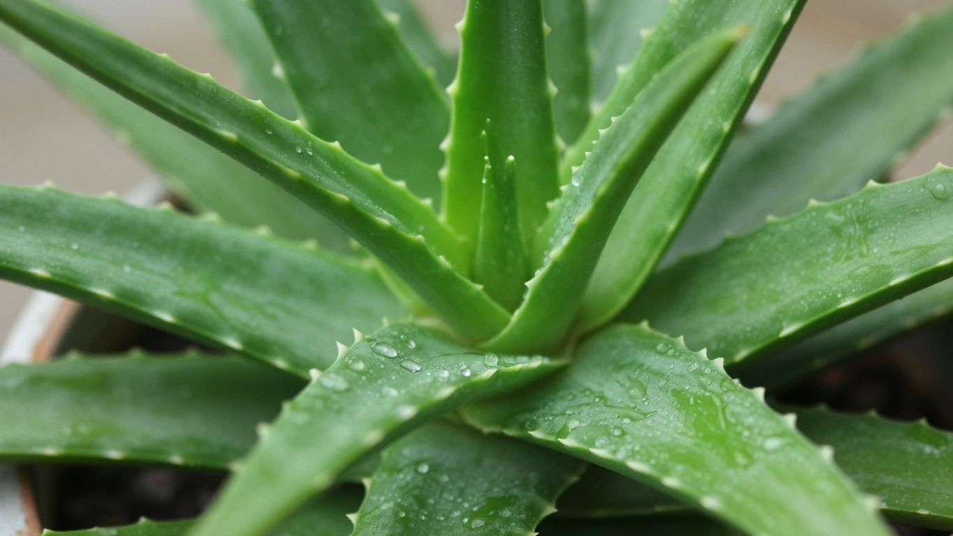 Aloe vera leaves with water droplets