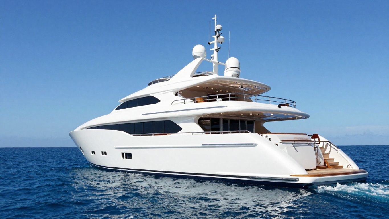 Below Deck superyacht sailing on a clear blue ocean.