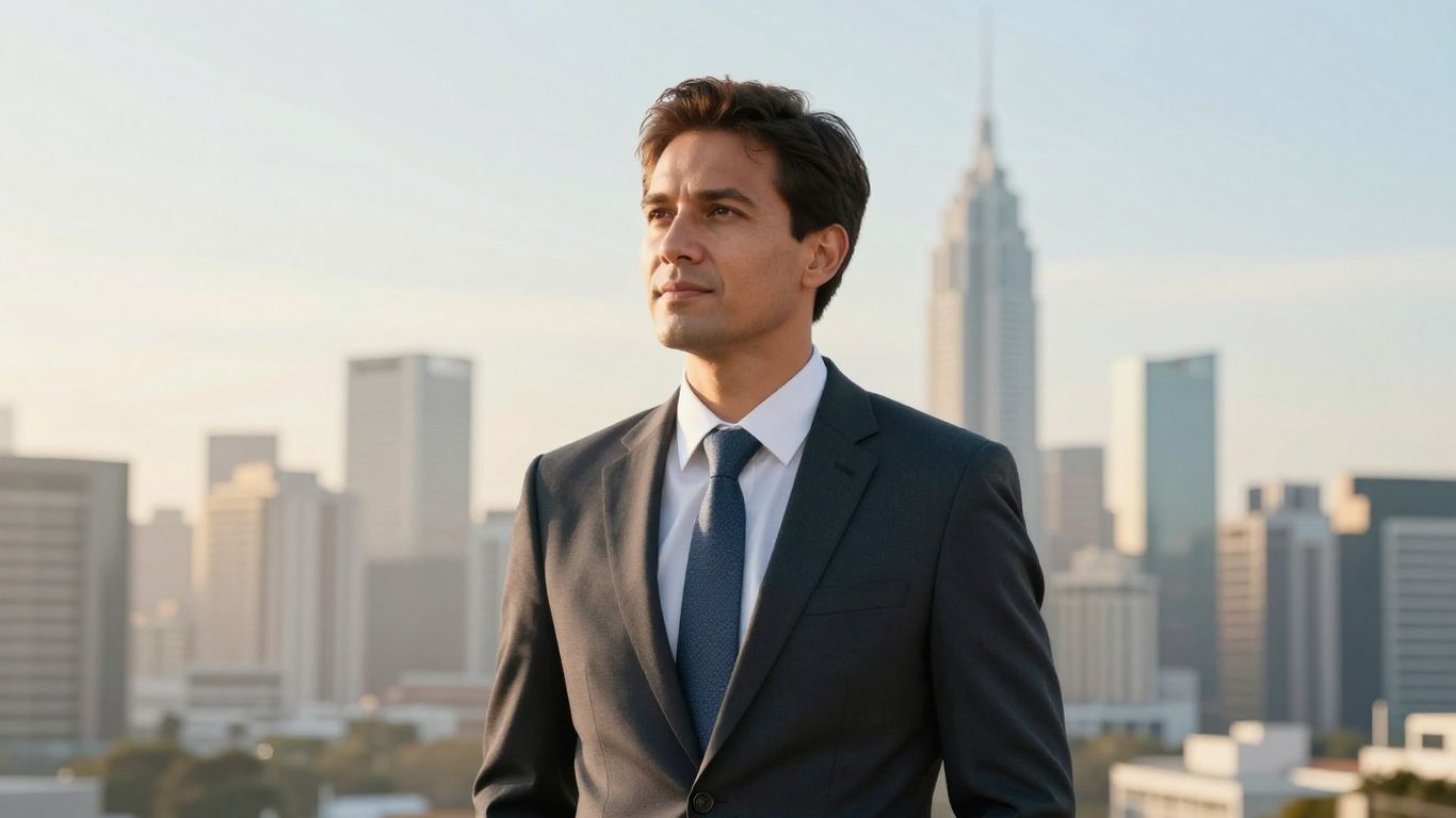 Businessperson looking towards a bright future in Australia.