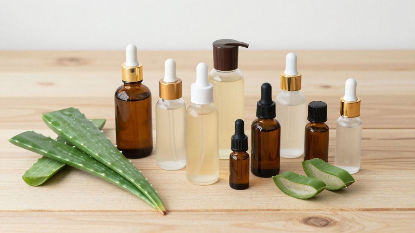 A diverse collection of natural botanical skincare products