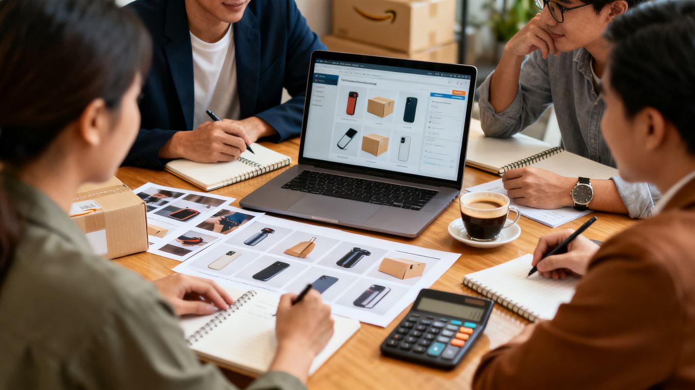 Amazon advertising workspace with product campaign planning