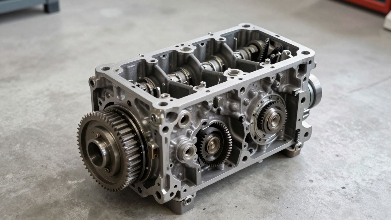 The internal mechanical parts of a dismantled engine