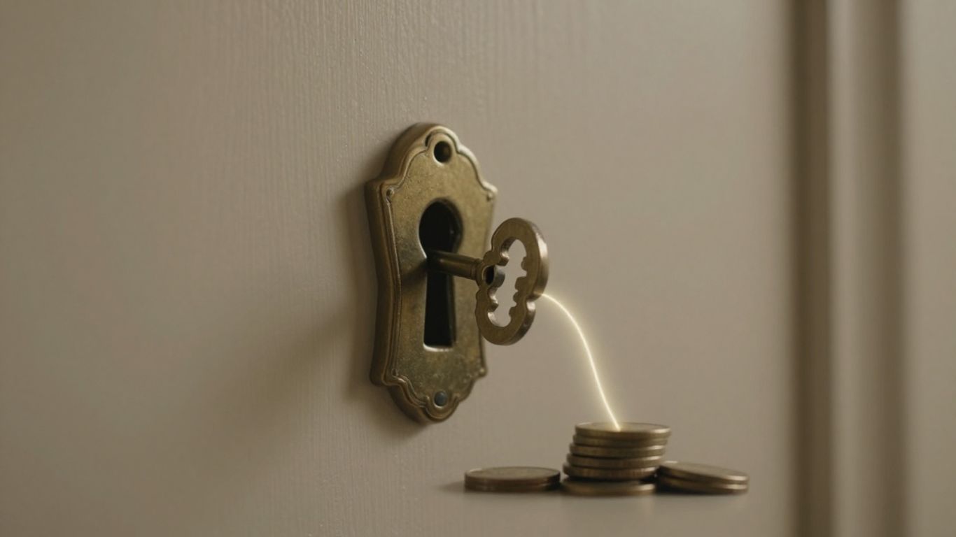 House with keyhole and coins