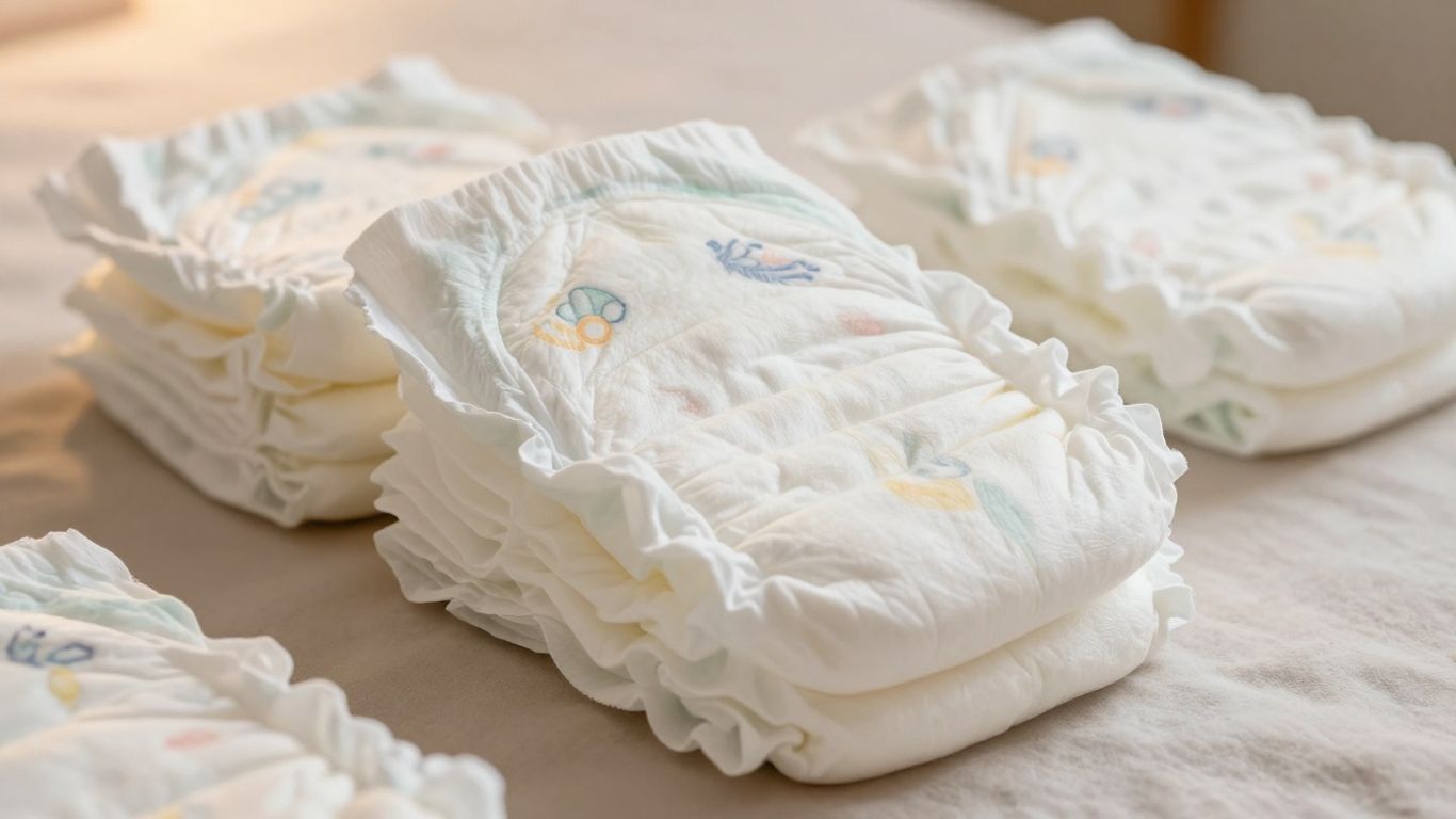 Pañales para bebé en un paquete.