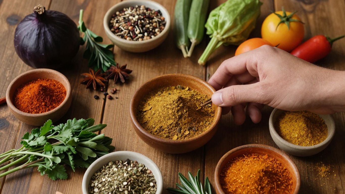 Ingrediente proaspete pe o masă de lemn pentru o călătorie culinară.