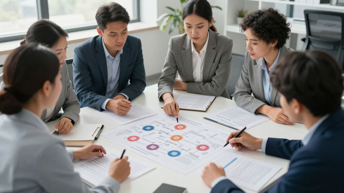 Équipe analysant un processus professionnel avant de créer une automatisation IA