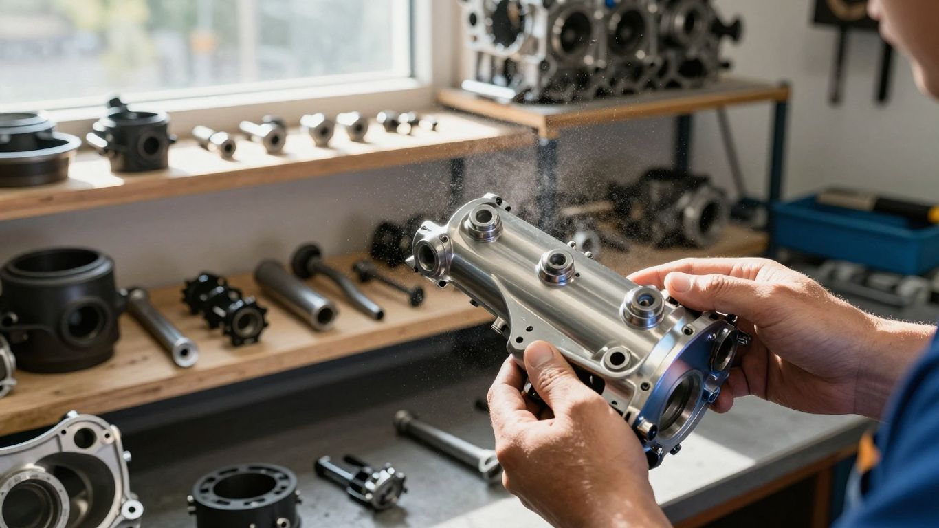 BMW car parts in a workshop