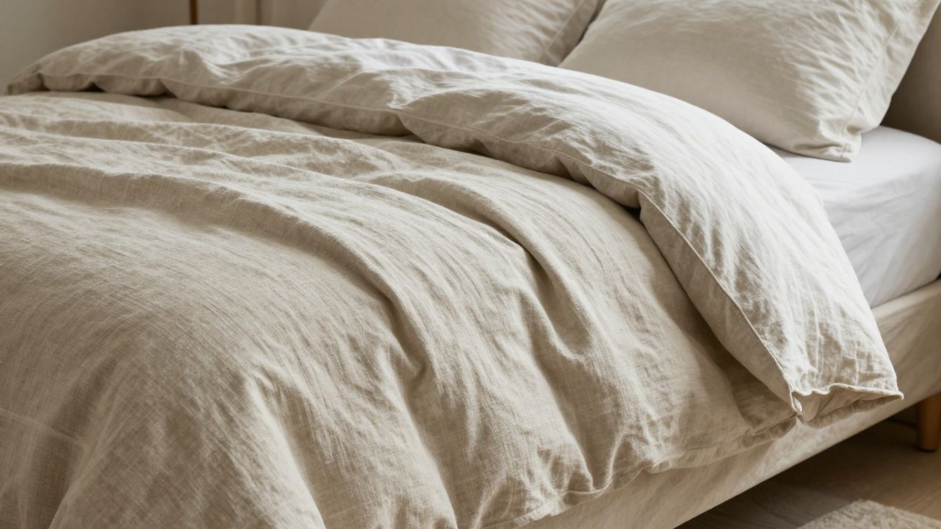 Quince European linen duvet cover on a bed.