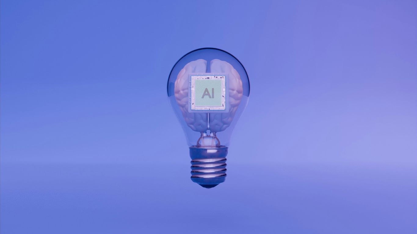 Artificial intelligence is represented by the lightbulb and brain.