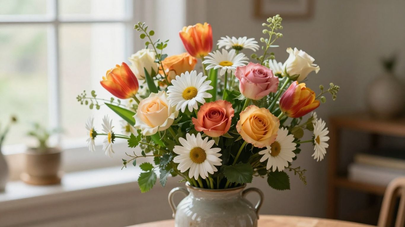 Colorful seasonal bouquet in a bright home