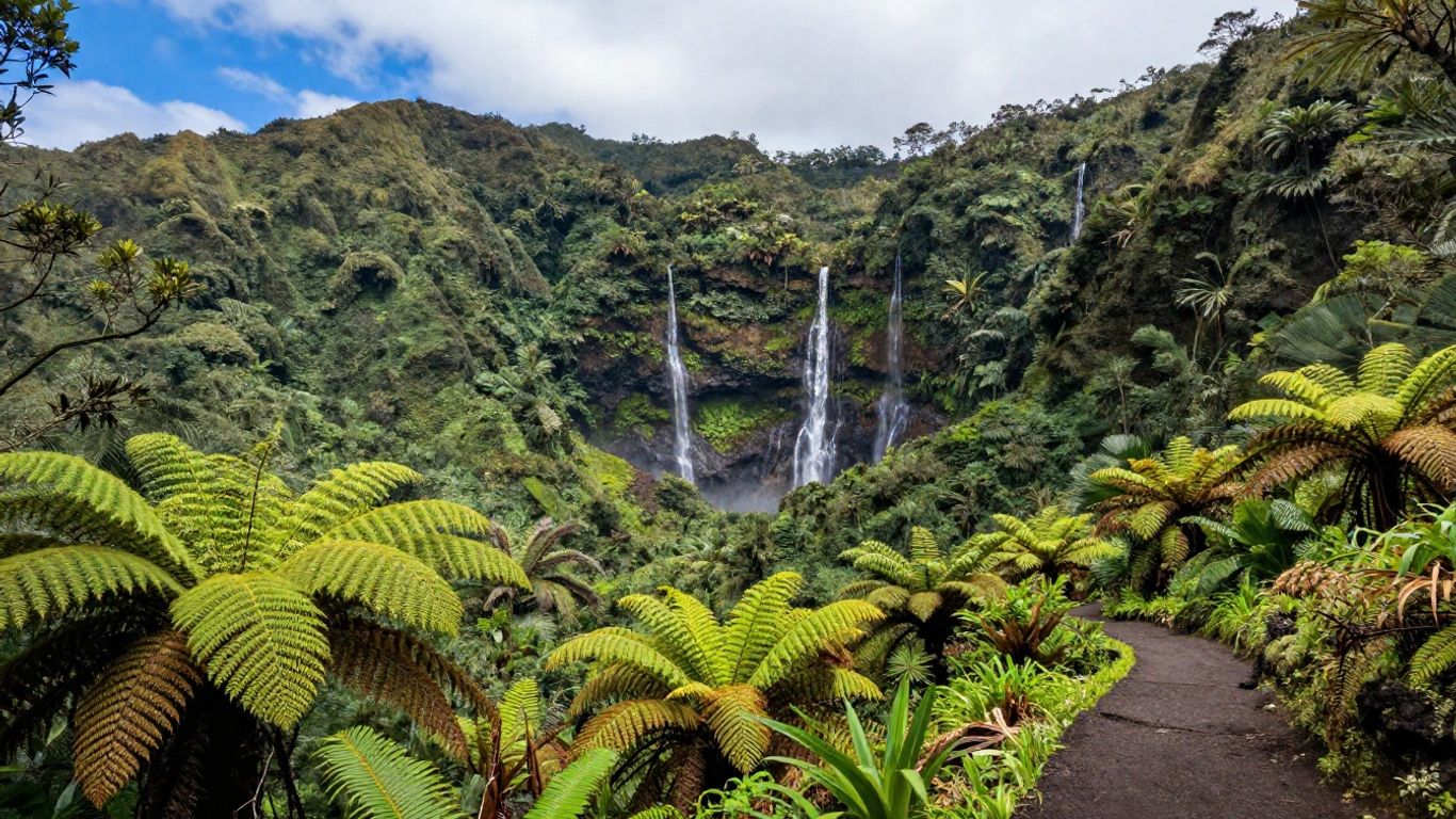Lush tropical forest and mountains
