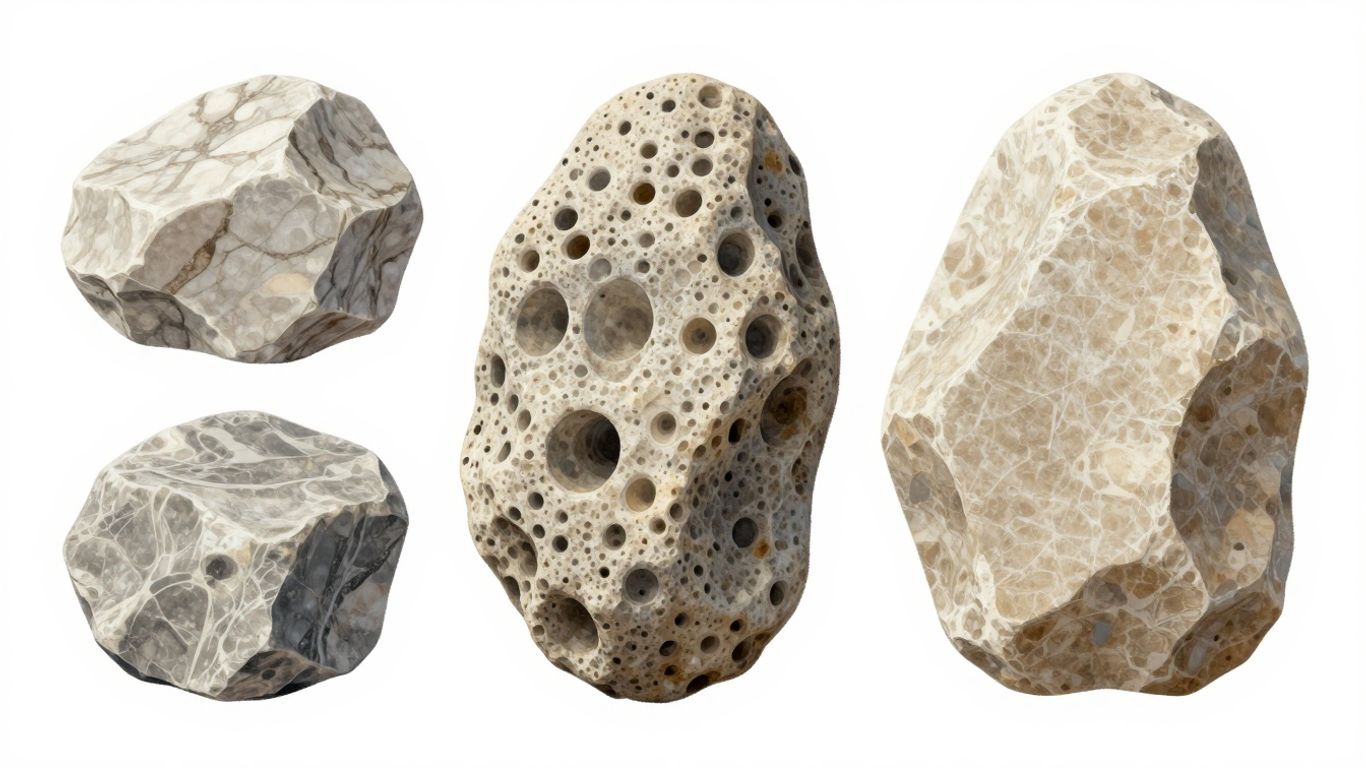 Marble, travertine, and limestone stone samples sketch.