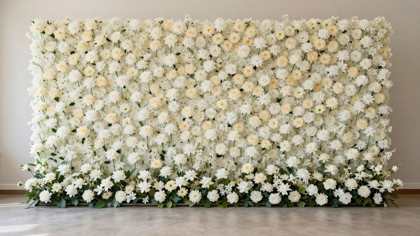 Full flower wall prepared for event photography