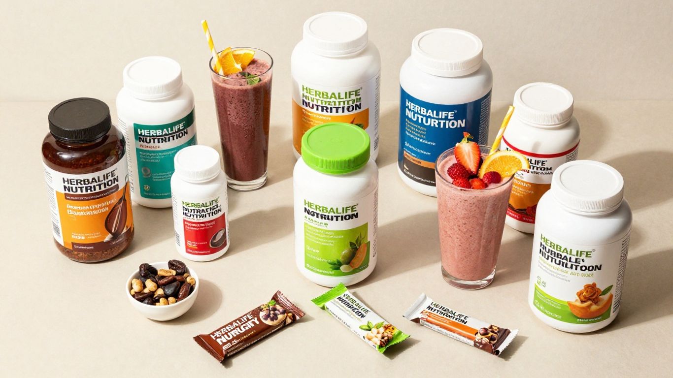 Herbalife Nutrition products arranged attractively.